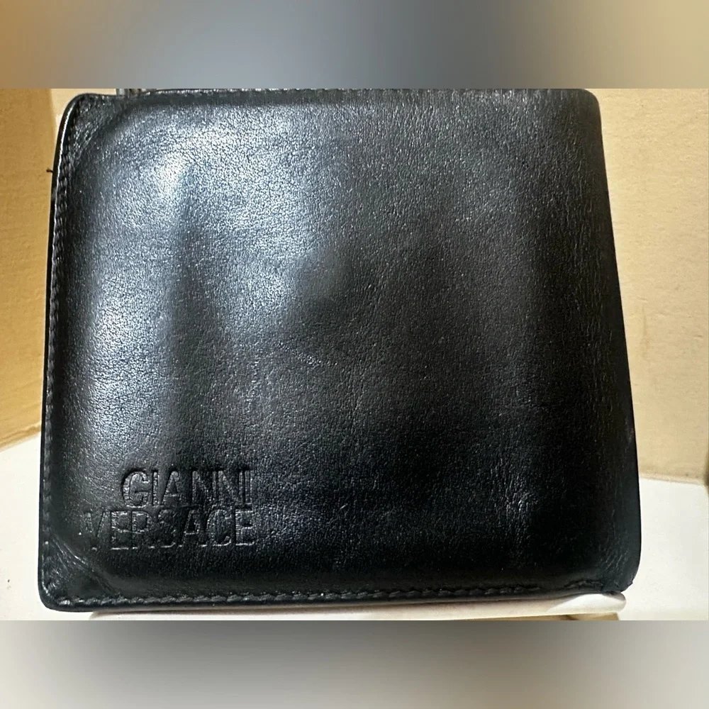 Versace Black Leather Medusa Medallion Wallet